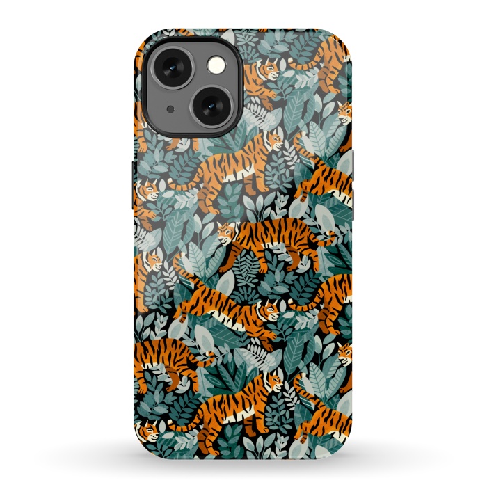 iPhone 13 StrongFit Bangel Tiger Teal Jungle  by Tigatiga