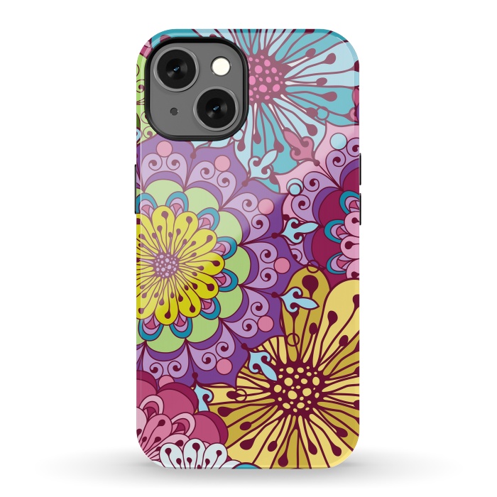 iPhone 13 StrongFit Brightly Colored Flowers by ArtsCase