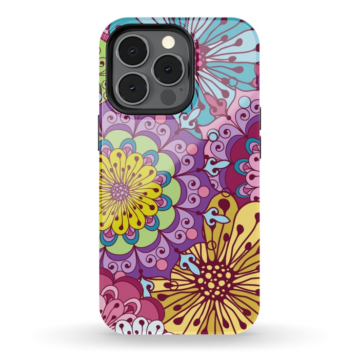 iPhone 13 pro StrongFit Brightly Colored Flowers by ArtsCase