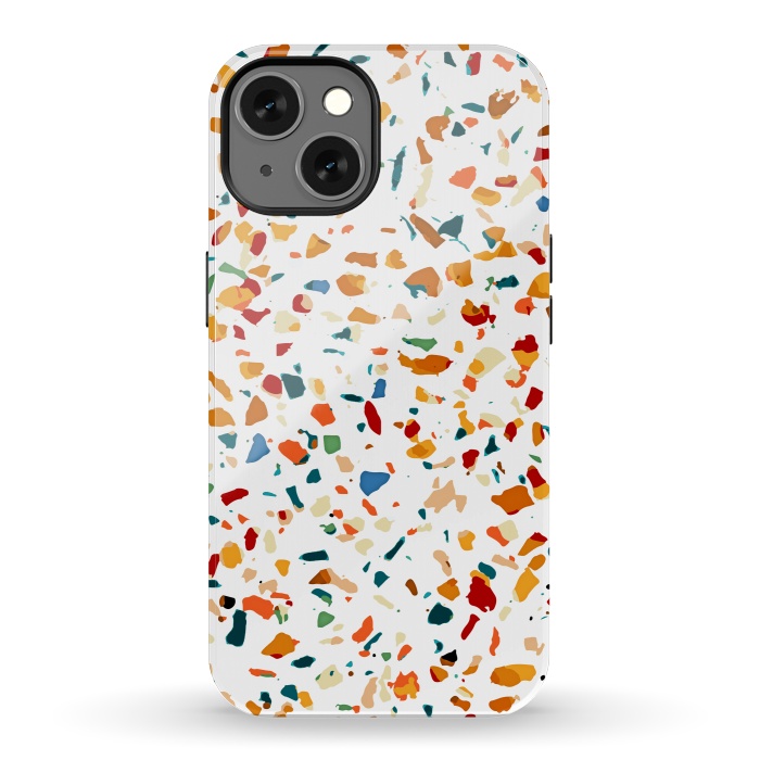 iPhone 13 StrongFit Tan Terrazzo | Eclectic Quirky Confetti Painting | Celebration Colorful Boho Happy Party Graphic  by Uma Prabhakar Gokhale