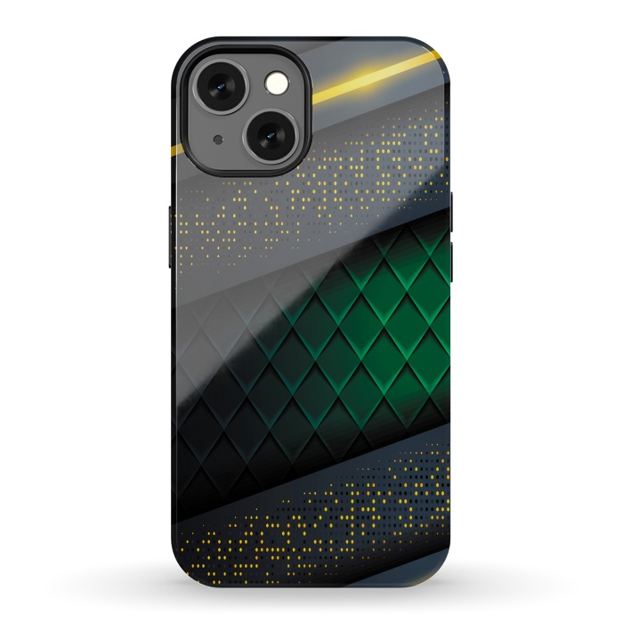 iPhone 13 StrongFit black green geometrical by haroulita