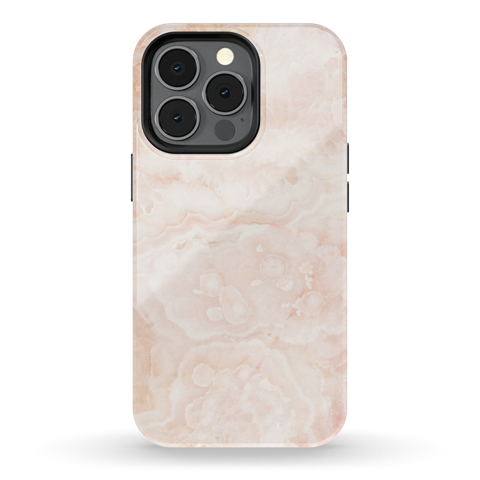 iPhone 13 pro StrongFit Pastel peach beige marble by Oana 