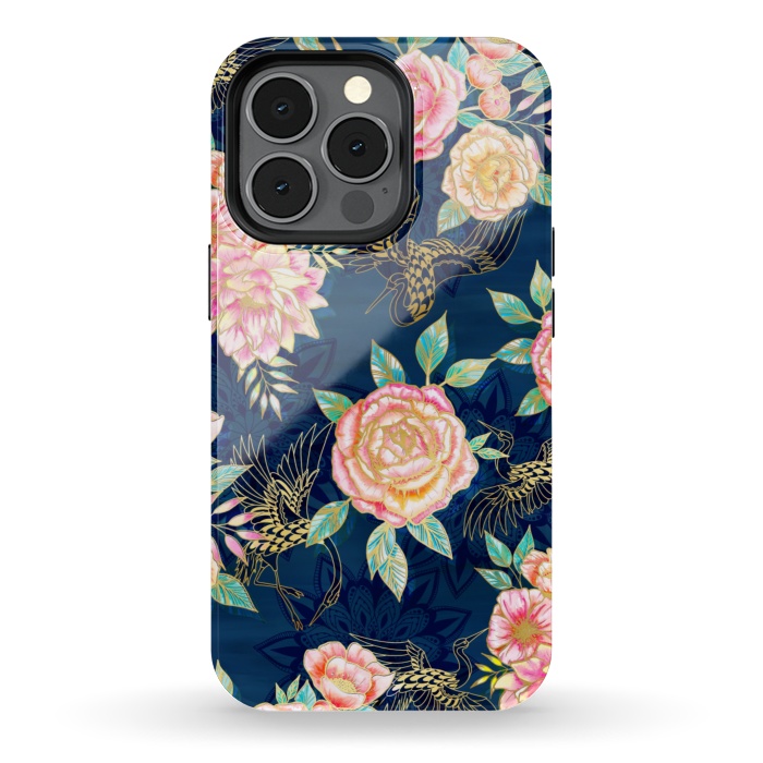 iPhone 13 pro StrongFit Gilded Peonies and Cranes by gingerlique