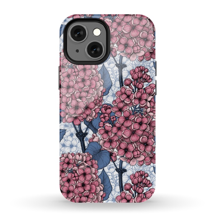 iPhone 13 mini StrongFit Lilac in pink and blue by Katerina Kirilova
