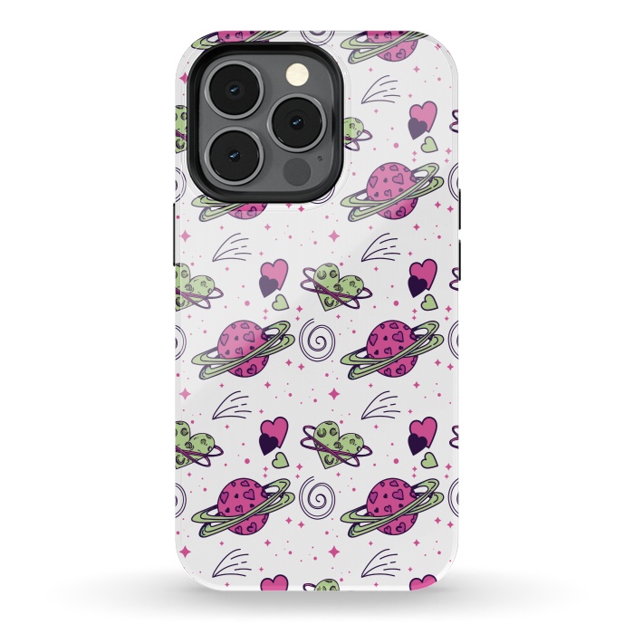 iPhone 13 pro StrongFit PINK GREEN SPACE LOVE PATTERN by MALLIKA