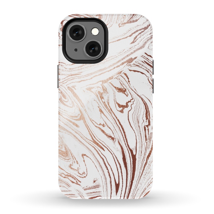 iPhone 13 mini StrongFit White marble with rose gold details by Oana 