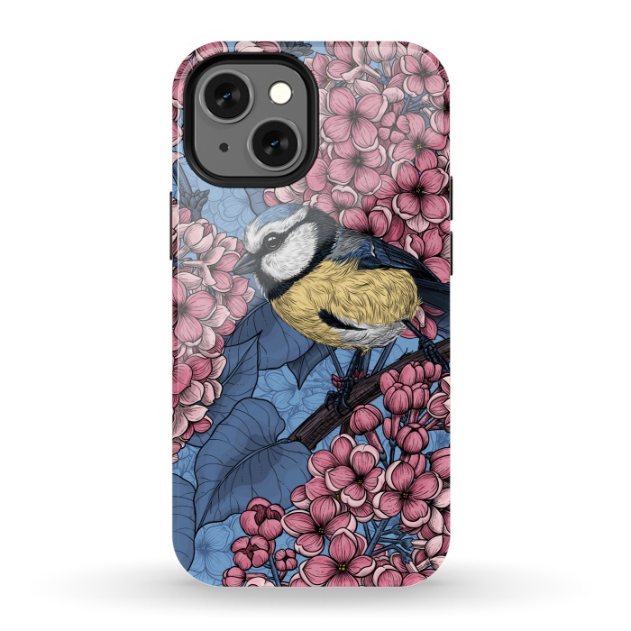 iPhone 13 mini StrongFit Tit bird in the lilac garden 2 by Katerina Kirilova