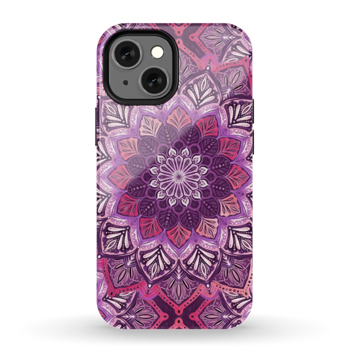 iPhone 13 mini StrongFit Perfect Pearly Plum Mandala by Micklyn Le Feuvre