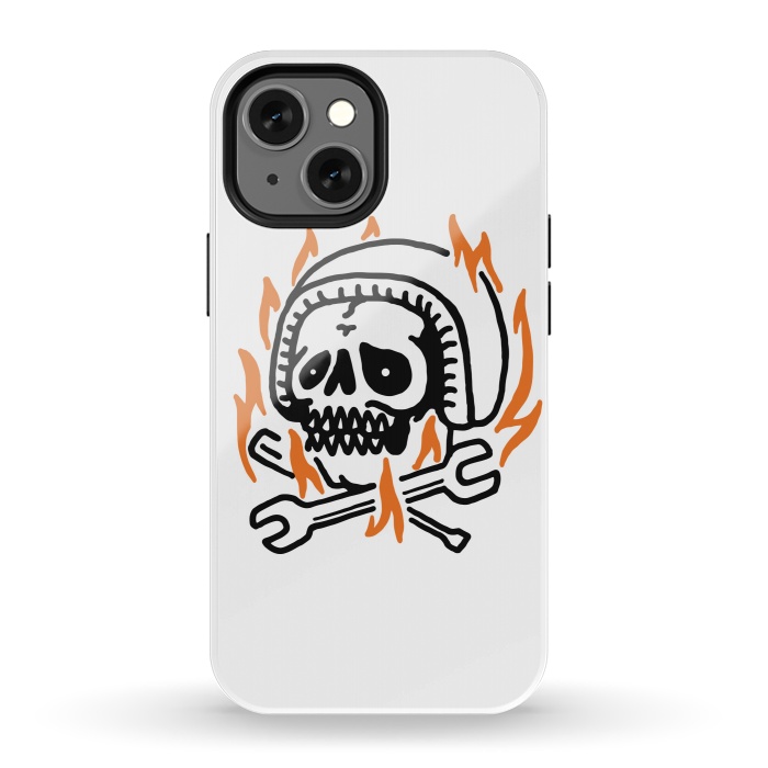 iPhone 13 mini StrongFit Skull Biker Fire by Afif Quilimo