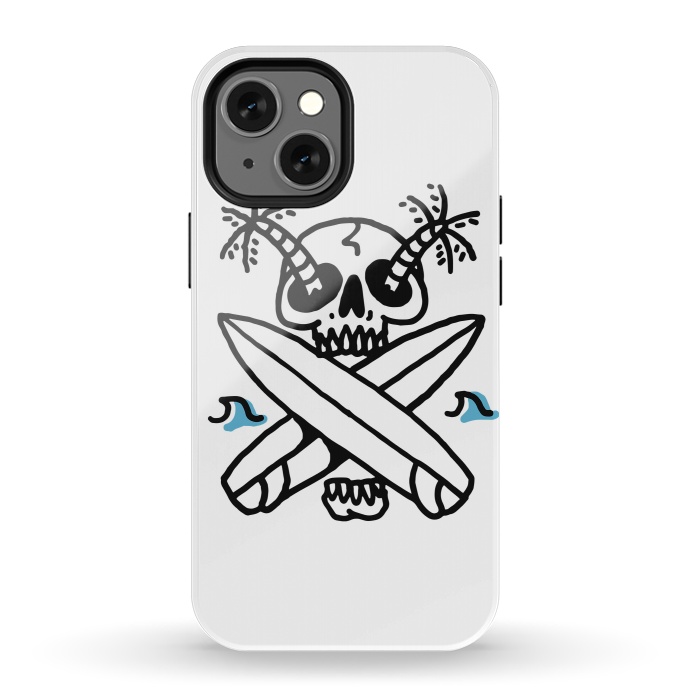 iPhone 13 mini StrongFit Skull Surf Beach by Afif Quilimo