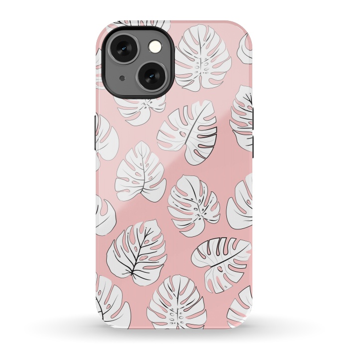 iPhone 13 StrongFit White exotic leaves by Martina