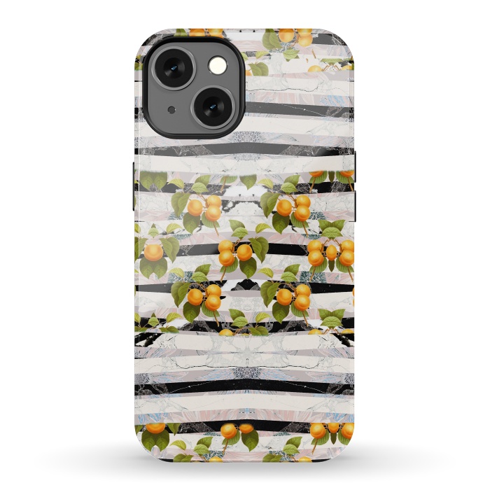 iPhone 13 StrongFit Colorful peaches and marble stripes by Oana 