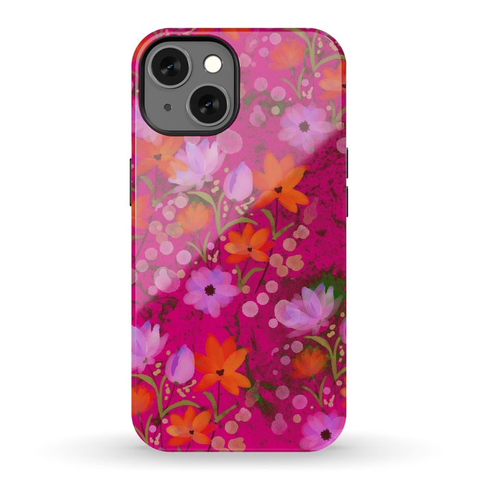 iPhone 13 StrongFit Floral design watercolour floral bunch abstract design by Josie