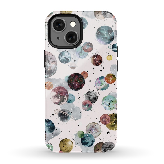 iPhone 13 mini StrongFit Cosmic Planets and Constellations Multicolored by Ninola Design
