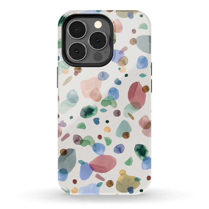iPhone 13 pro StrongFit Pebbles Terrazo Rounded Memphis Multicolored by Ninola Design