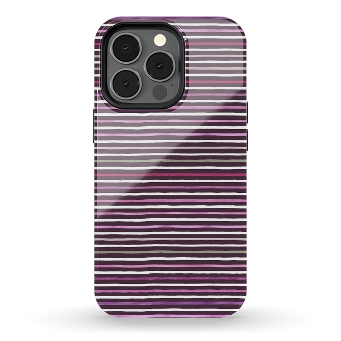 iPhone 13 pro StrongFit Marker Stripes Lines Purple Dark Pink by Ninola Design