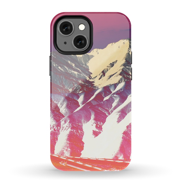 iPhone 13 mini StrongFit Utopia pink gradient desert mountain landscape by Oana 