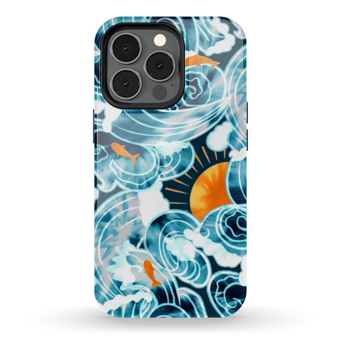 iPhone 13 pro StrongFit Ocean 'Tide' Dye - Orange & Teal by Tigatiga