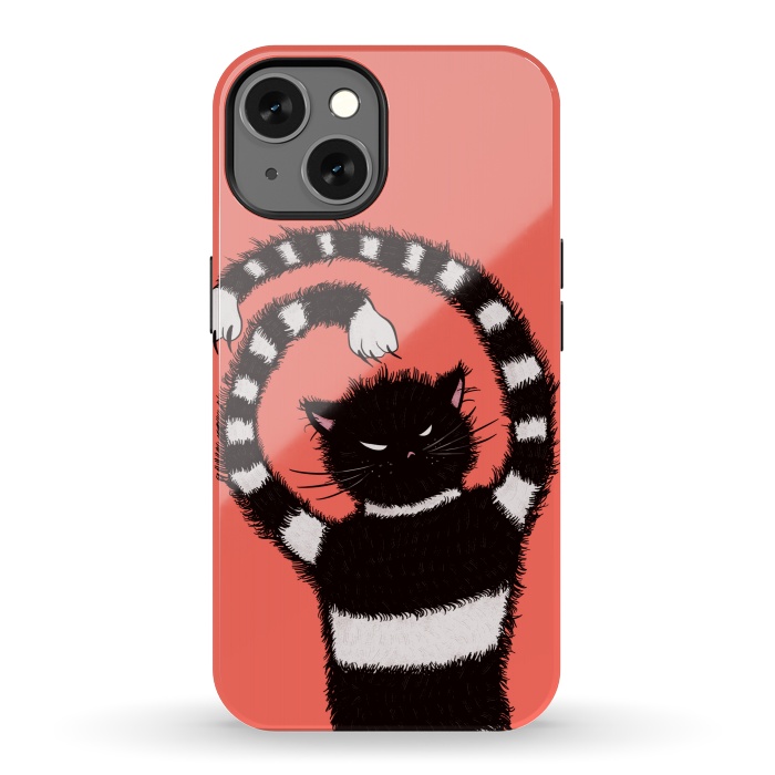 iPhone 13 StrongFit Evil Striped Cat Weird Cartoon by Boriana Giormova