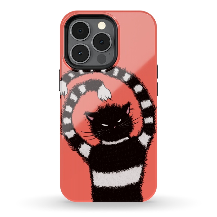 iPhone 13 pro StrongFit Evil Striped Cat Weird Cartoon by Boriana Giormova