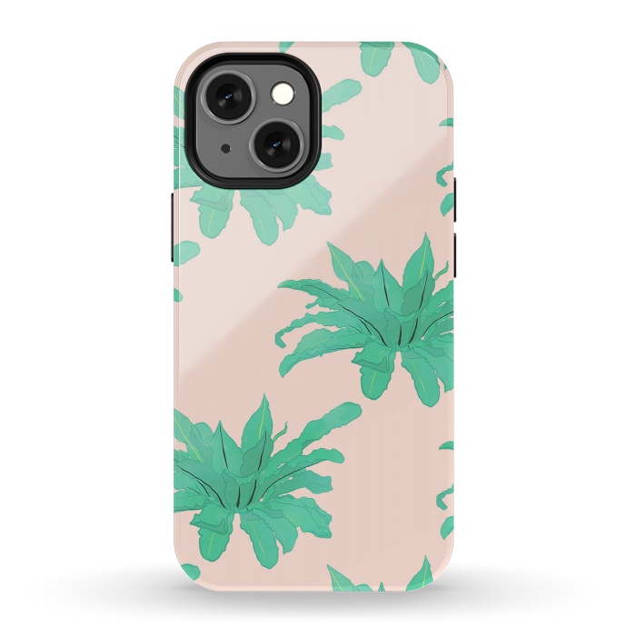 iPhone 13 mini StrongFit Pretty Watercolor Pink Peach Floral Girly Design by InovArts