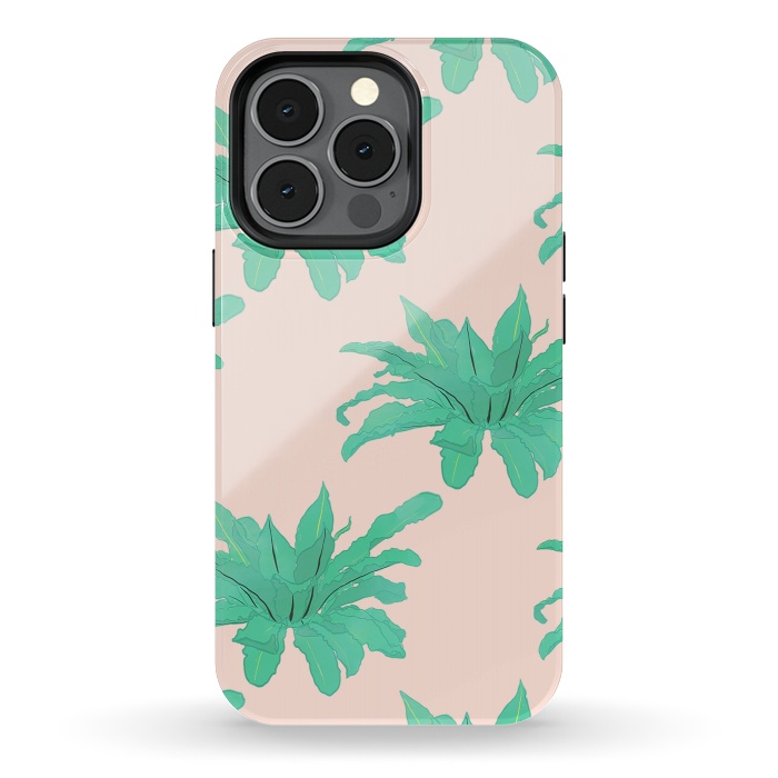 iPhone 13 pro StrongFit Pretty Watercolor Pink Peach Floral Girly Design by InovArts