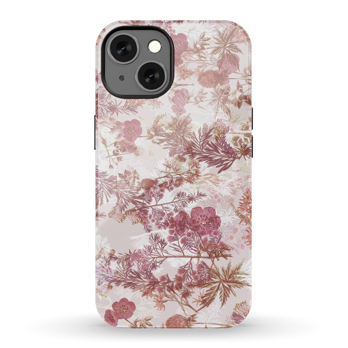 iPhone 13 StrongFit Pastel pink botanical flower garden by Oana 
