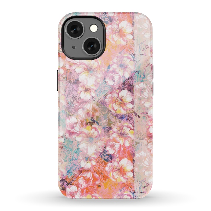 iPhone 13 StrongFit Pink peach painted rose petals by Oana 