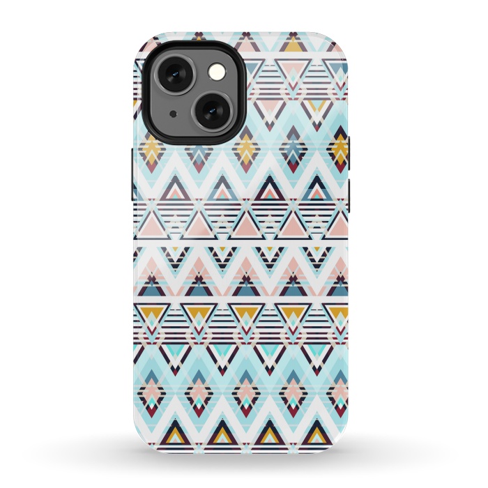iPhone 13 mini StrongFit Colorful ethnic tribal triangles by Oana 
