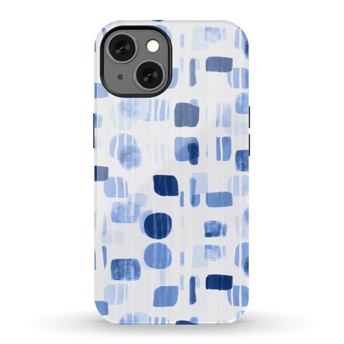 iPhone 13 StrongFit Blue Abstract Gouache Shapes  by Tigatiga