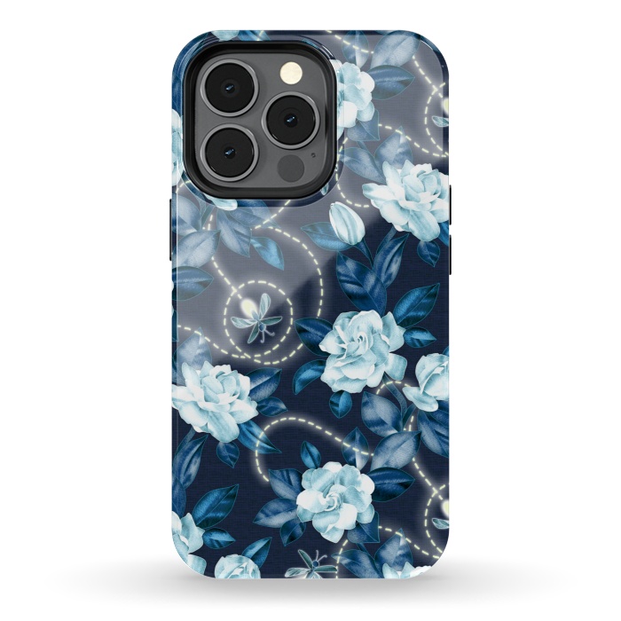 iPhone 13 pro StrongFit Midnight Sparkles - fireflies and flowers by Micklyn Le Feuvre