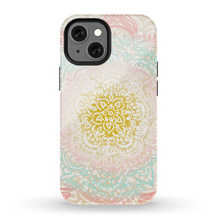 iPhone 13 mini StrongFit Desert Sunrise Mandala by Tangerine-Tane