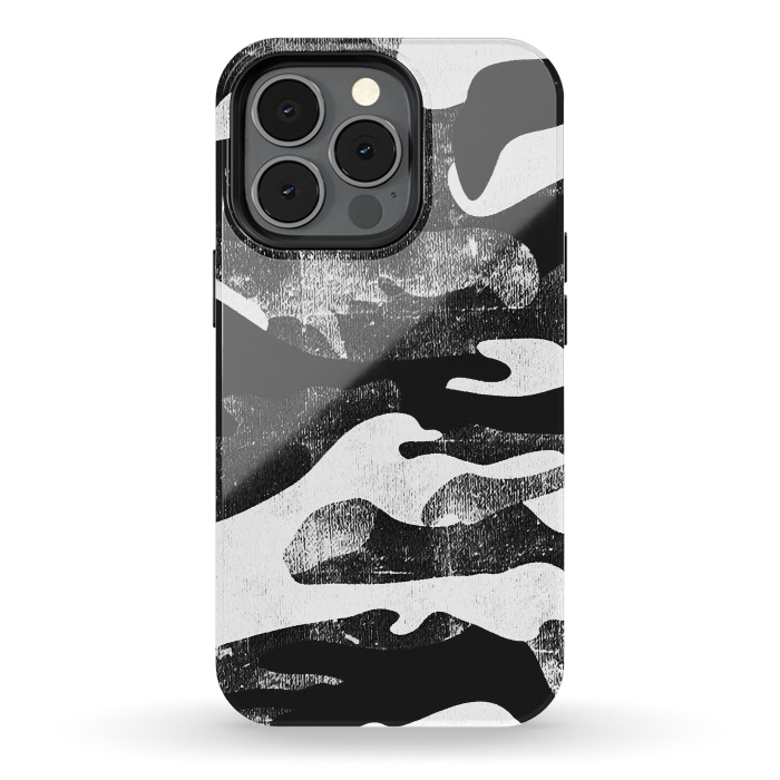 iPhone 13 pro StrongFit Textured grunge monochrome camouflage by Oana 
