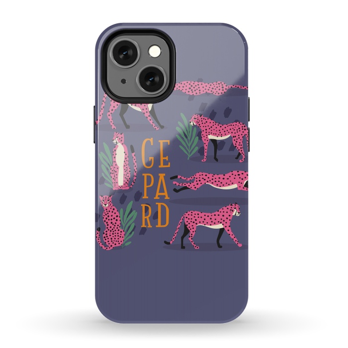 iPhone 13 mini StrongFit Cheetahs on purple by Jelena Obradovic