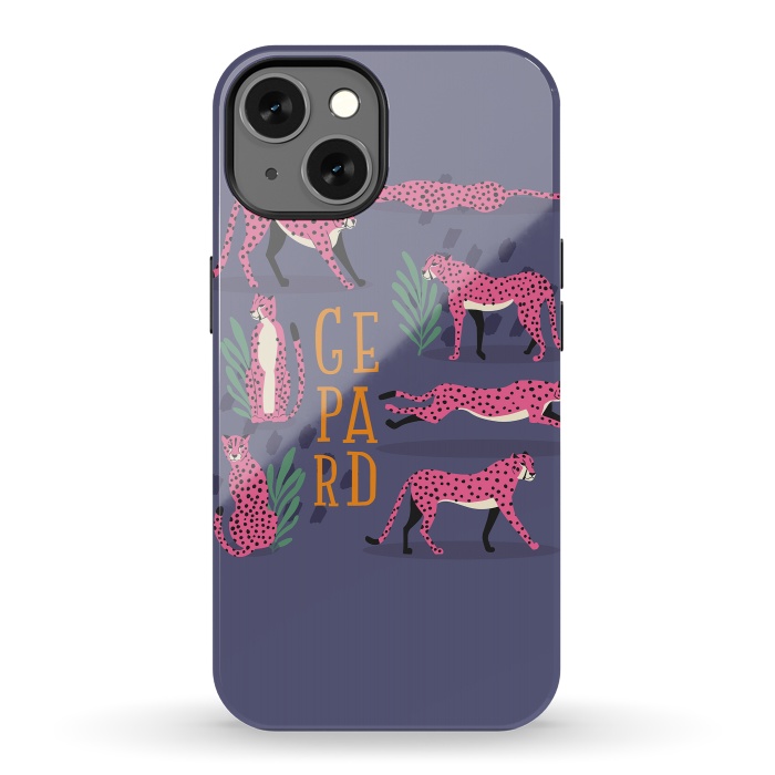 iPhone 13 StrongFit Cheetahs on purple by Jelena Obradovic