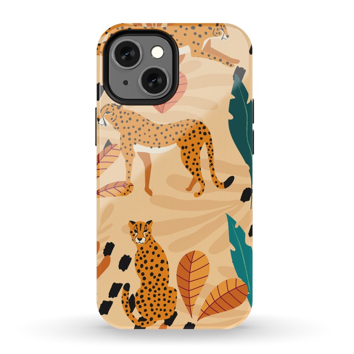 iPhone 13 mini StrongFit Cheetah pattern 03 by Jelena Obradovic