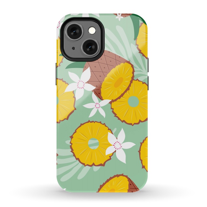 iPhone 13 mini StrongFit Pineapple pattern 02 by Jelena Obradovic