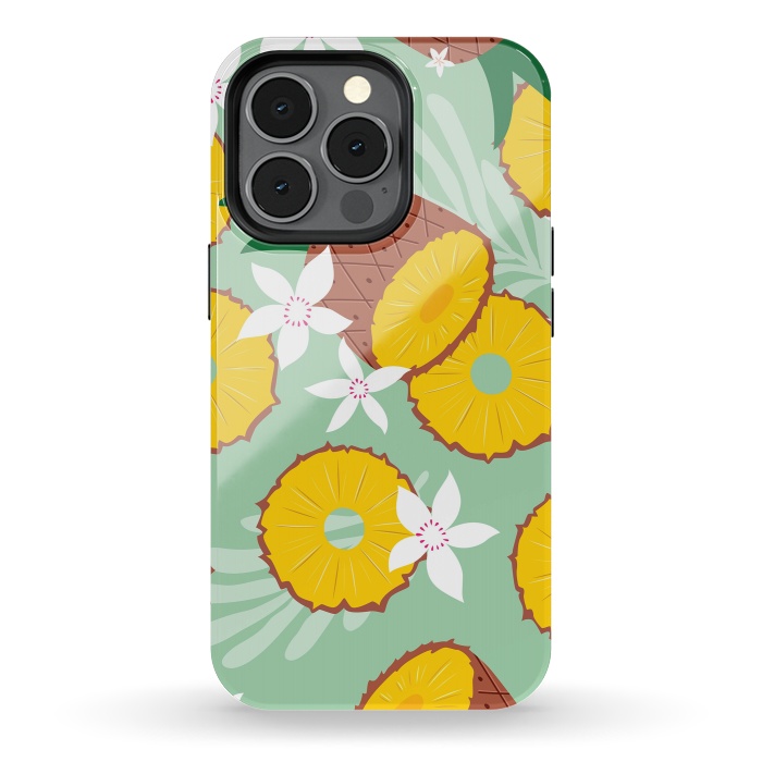 iPhone 13 pro StrongFit Pineapple pattern 02 by Jelena Obradovic