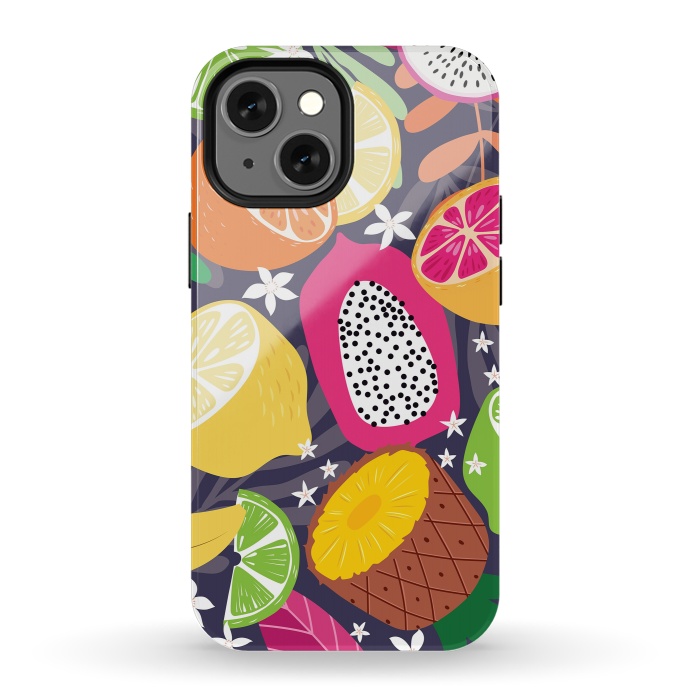 iPhone 13 mini StrongFit Tropical fruit pattern 01 by Jelena Obradovic