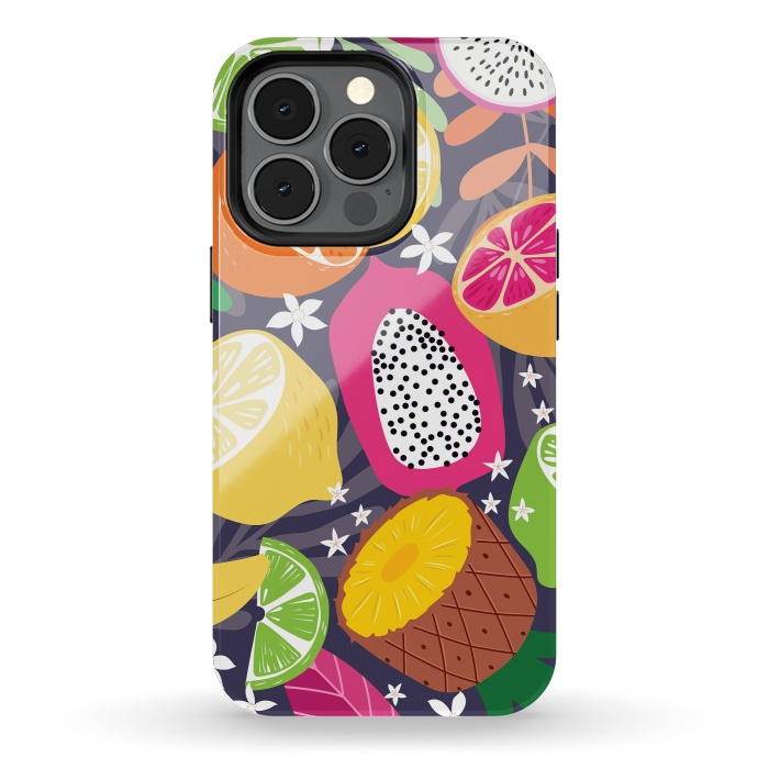 iPhone 13 pro StrongFit Tropical fruit pattern 01 by Jelena Obradovic