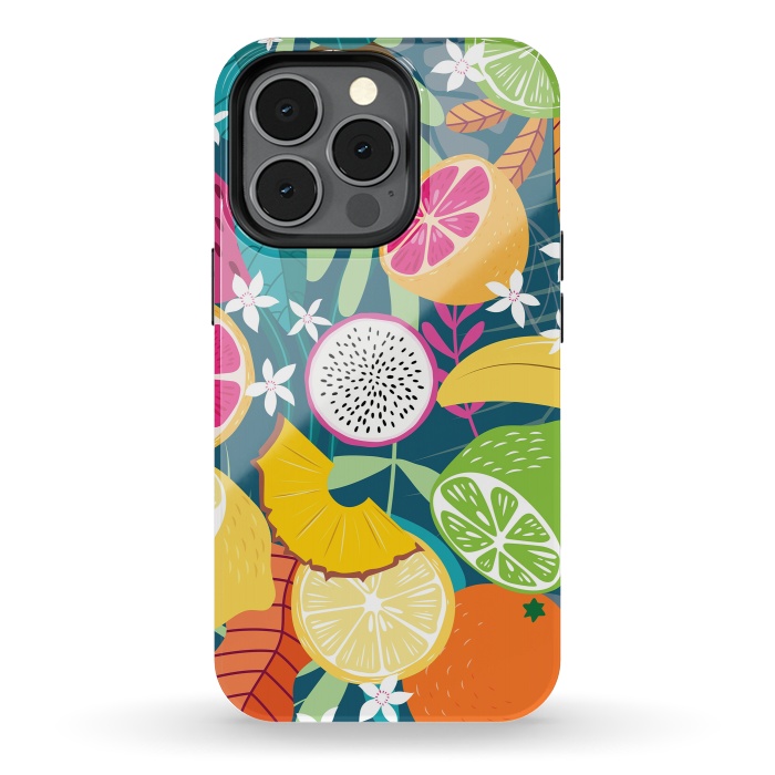 iPhone 13 pro StrongFit Tropical fruit pattern 02 by Jelena Obradovic