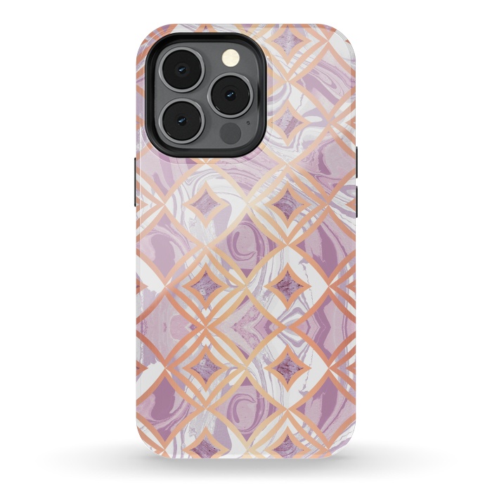 iPhone 13 pro StrongFit Elegant pink rose gold marble tiles by Oana 