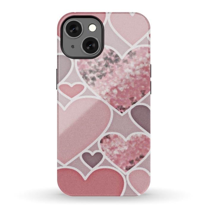 iPhone 13 StrongFit Pink hearts by CAS