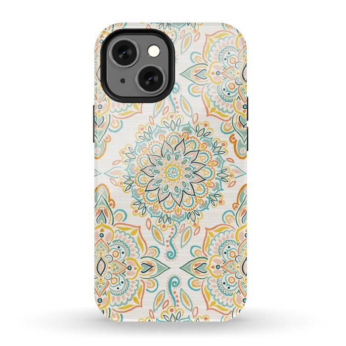iPhone 13 mini StrongFit Retro Spring Folk Art Diamonds by Tangerine-Tane