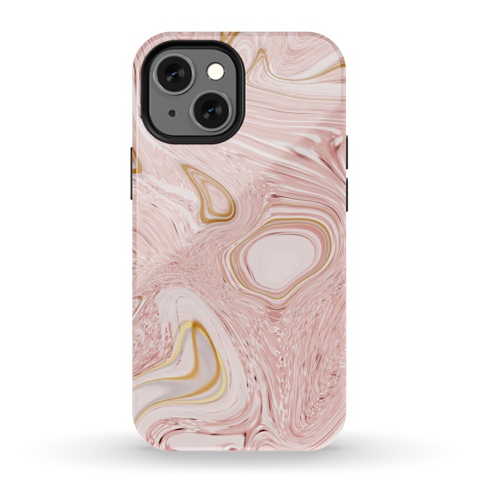 iPhone 13 mini StrongFit Golden pink marble by Martina