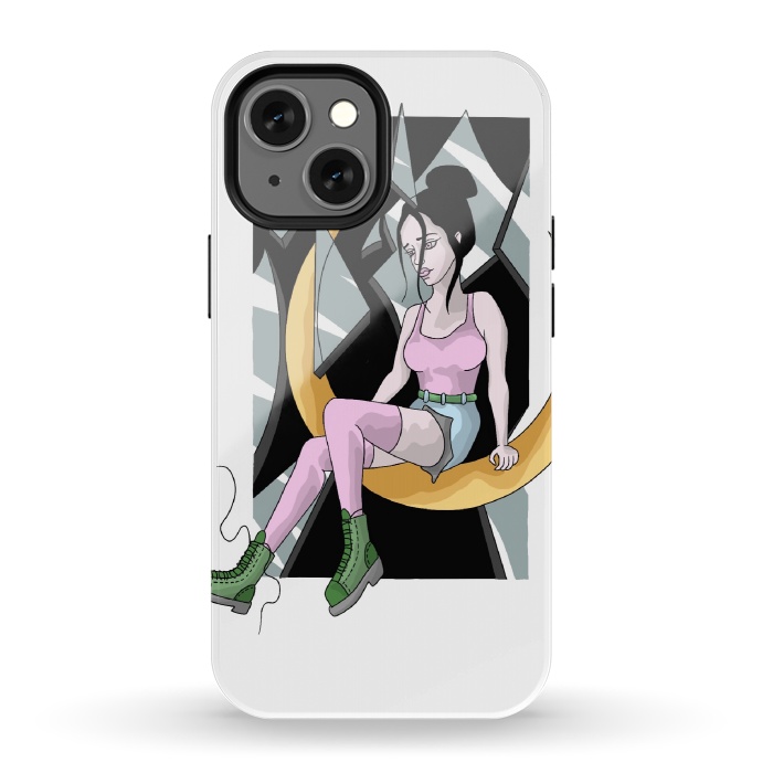 iPhone 13 mini StrongFit Moon girl by Evaldas Gulbinas 