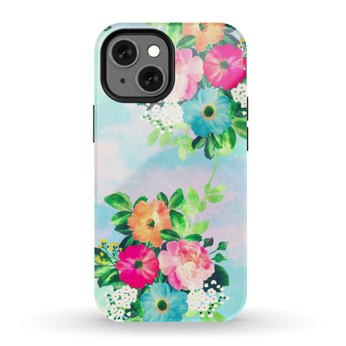 iPhone 13 mini StrongFit Girly Vintage Roses Floral Watercolor Paint by InovArts
