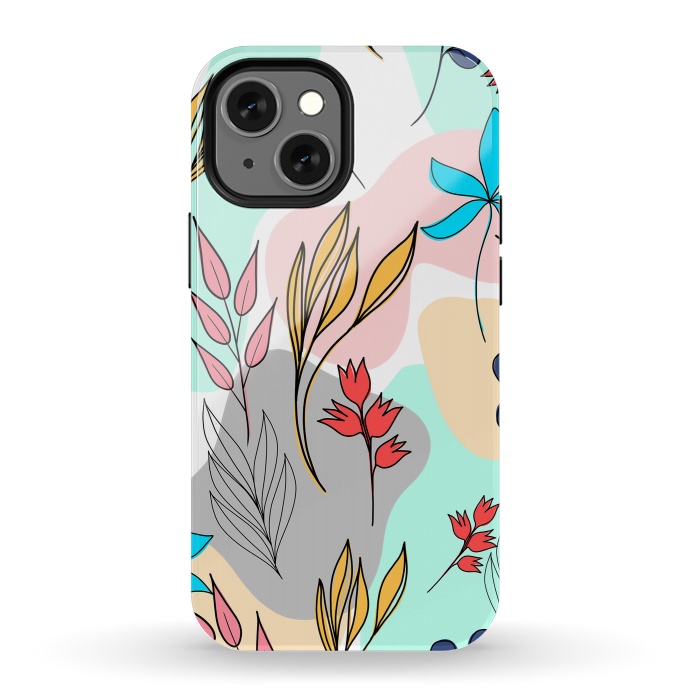 iPhone 13 mini StrongFit Trendy colorful leaves hand drawn cute illustration by InovArts