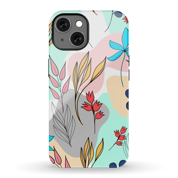 iPhone 13 StrongFit Trendy colorful leaves hand drawn cute illustration by InovArts