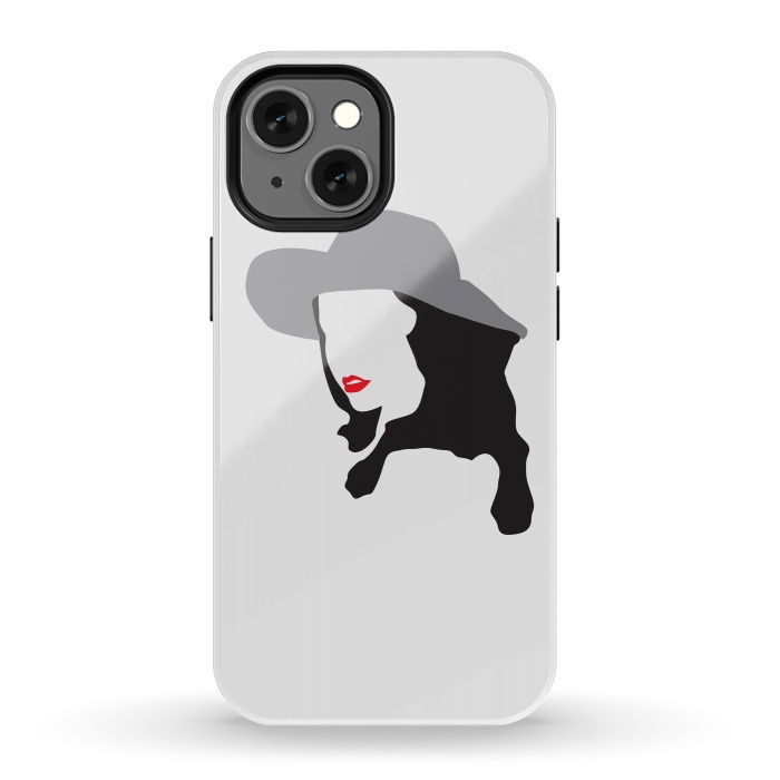 iPhone 13 mini StrongFit Woman Face Minimal Art 01 by Creativeaxle